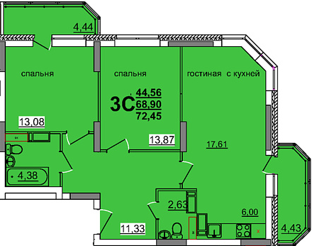 1-комн. 39,84 м2