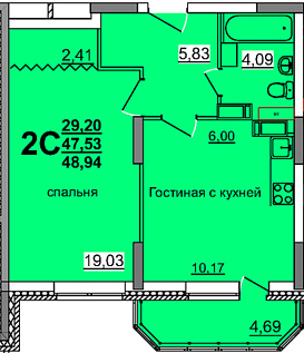 1-комн. 39,84 м2