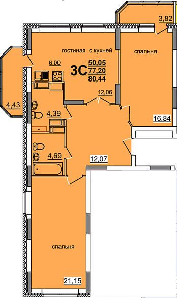 1-комн. 39,84 м2