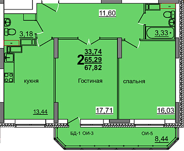 1-комн. 39,84 м2