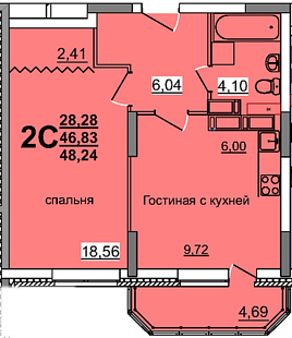 1-комн. 39,84 м2