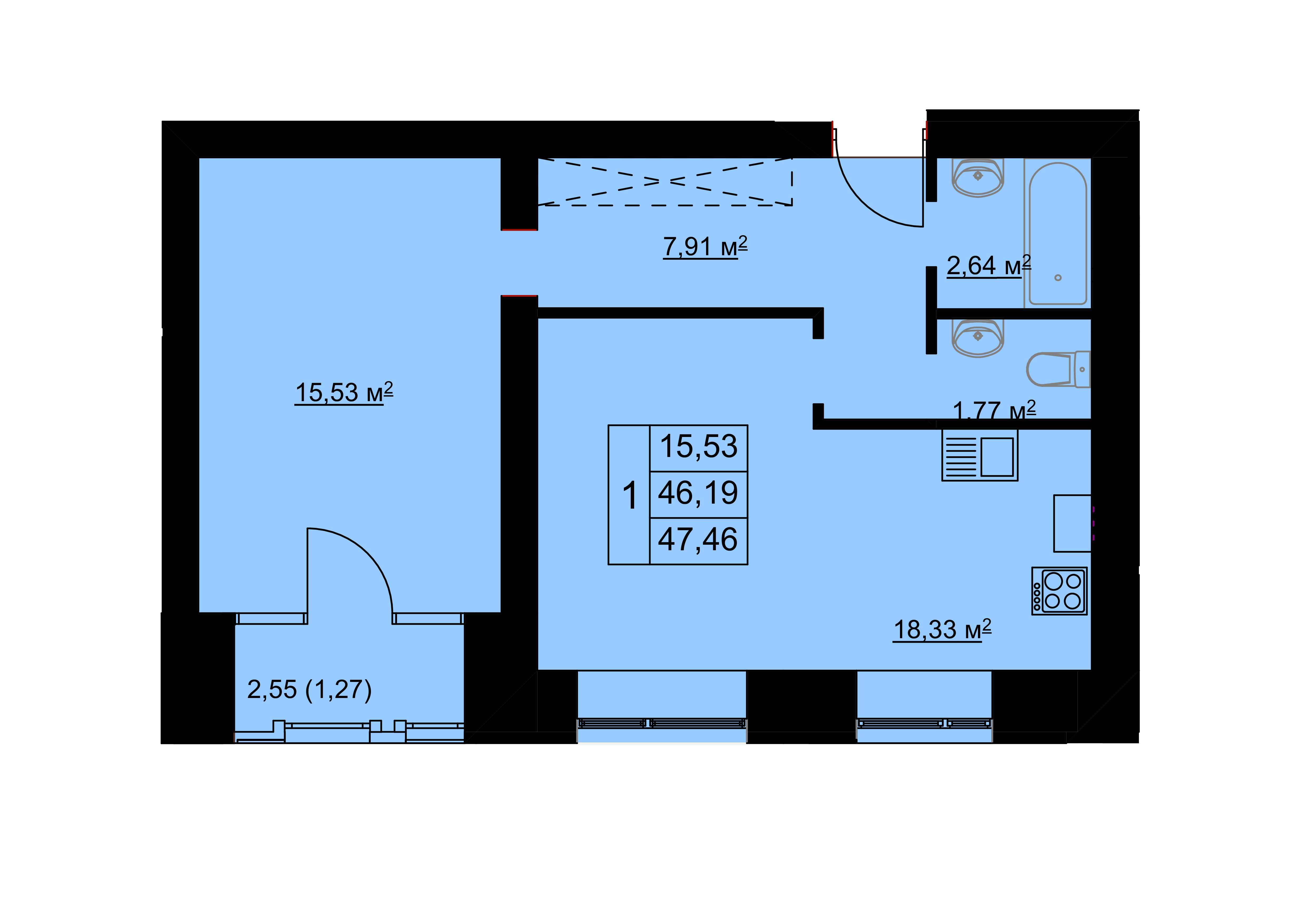 1-комн. 39,84 м2