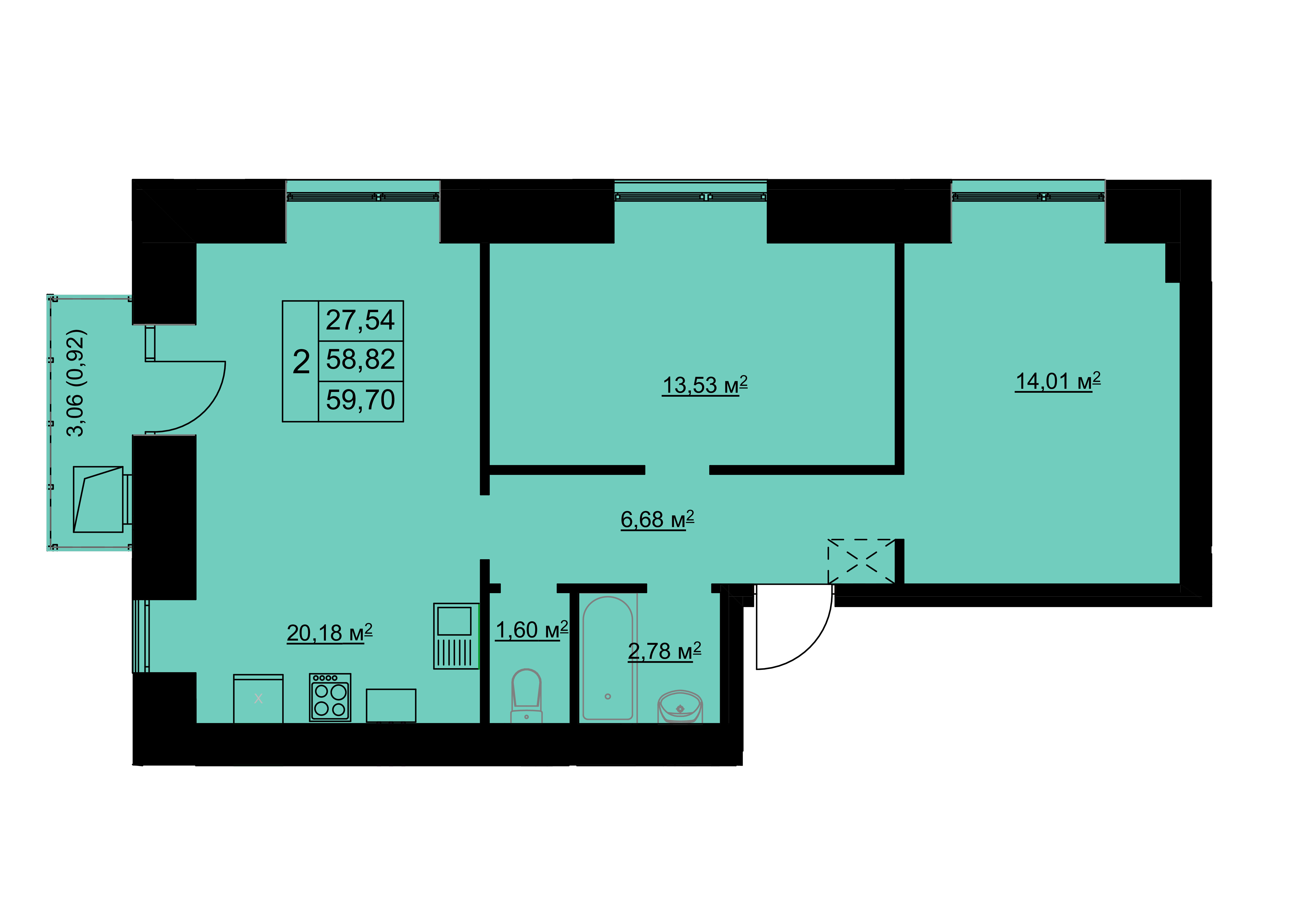 1-комн. 39,84 м2