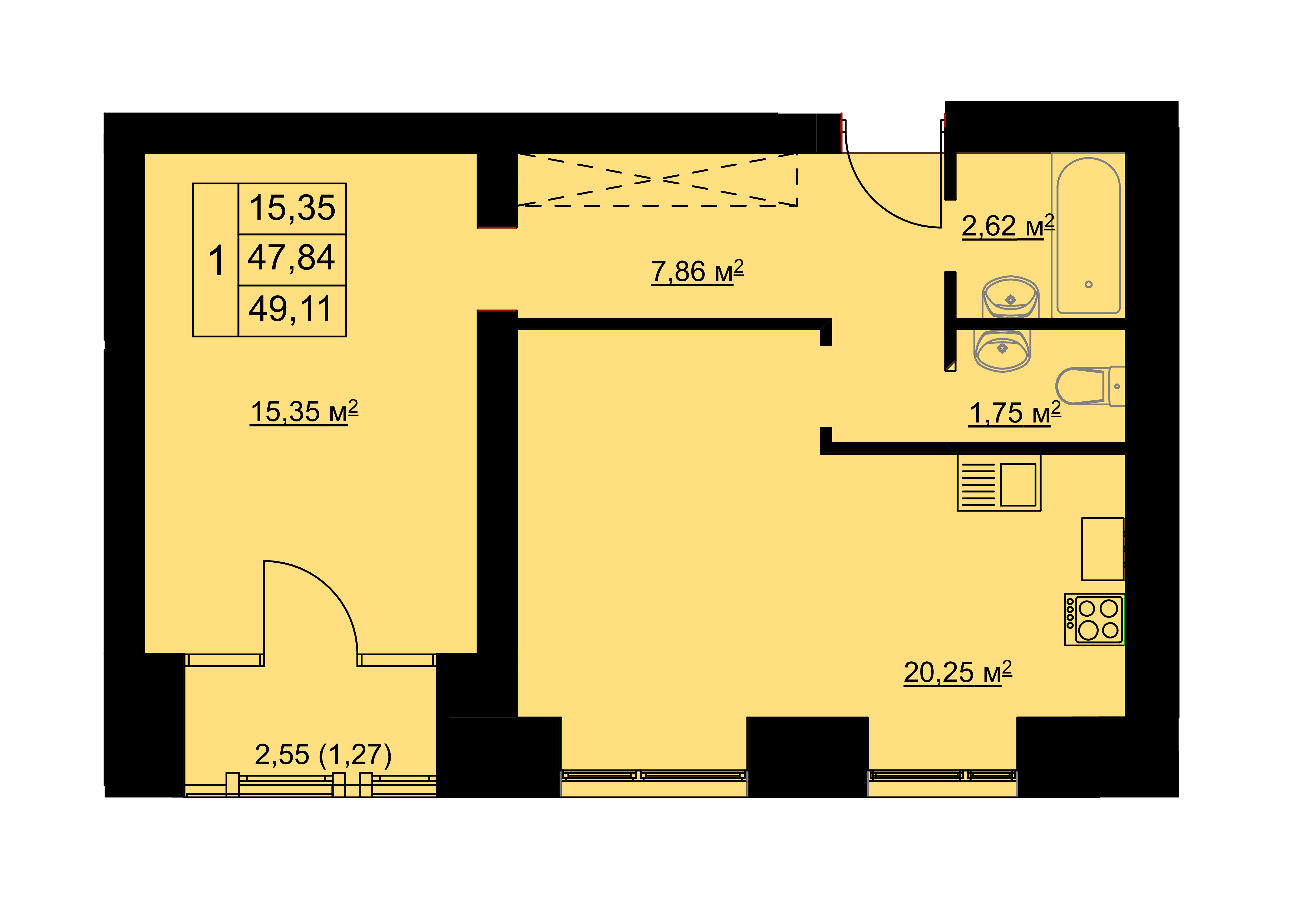 1-комн. 39,84 м2