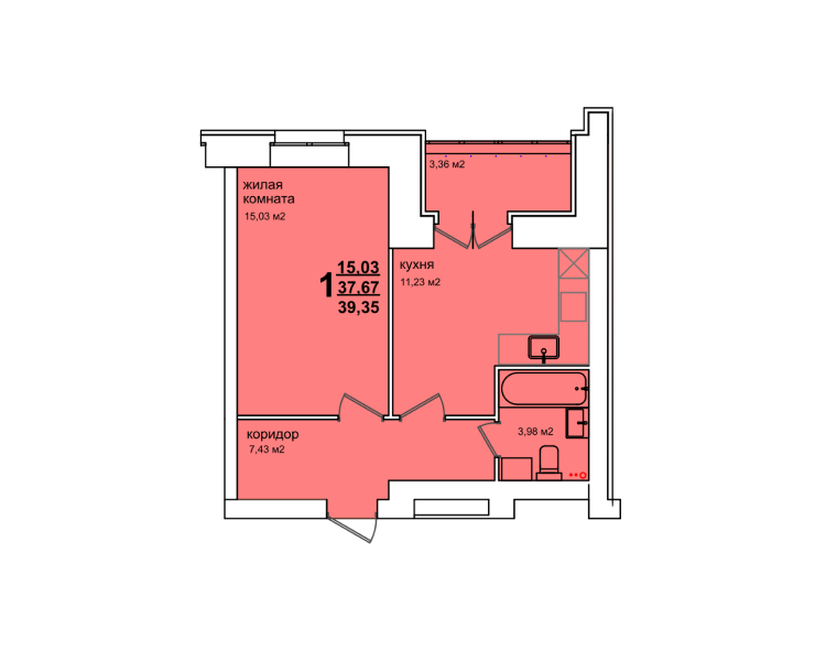 1-комн. 39,84 м2