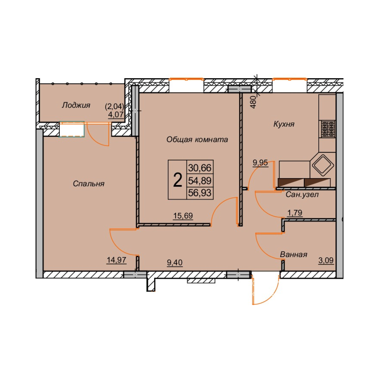 1-комн. 39,84 м2
