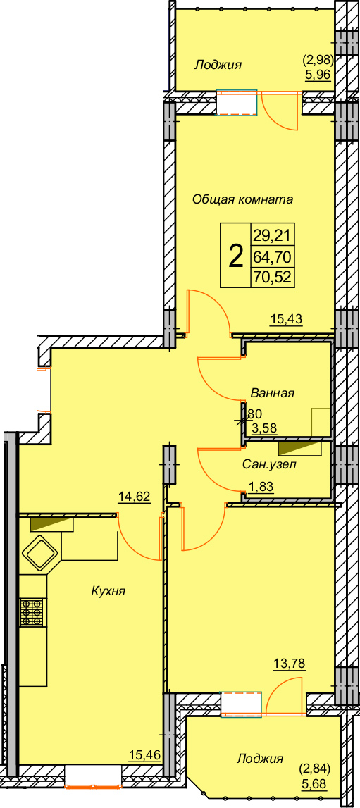 1-комн. 39,84 м2