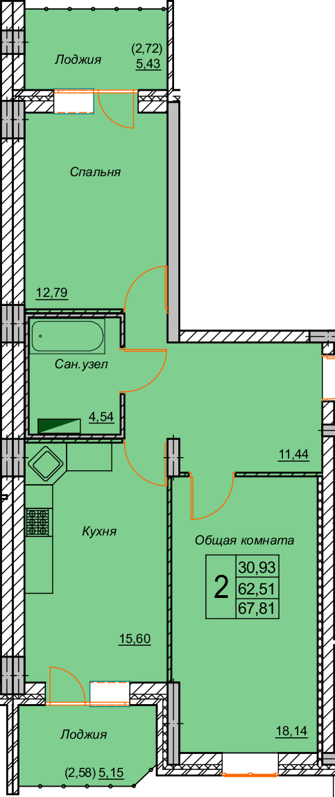 1-комн. 39,84 м2