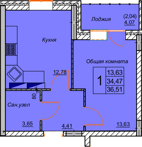 1-комн. 39,84 м2
