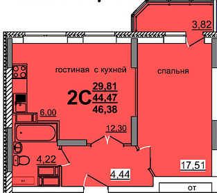 1-комн. 39,84 м2