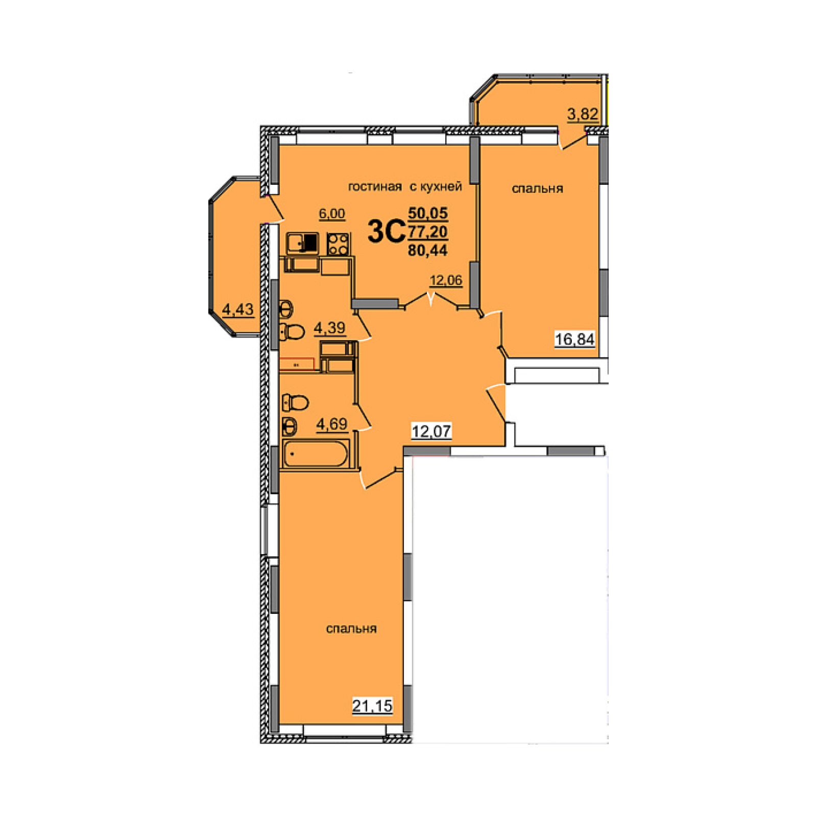 1-комн. 39,84 м2