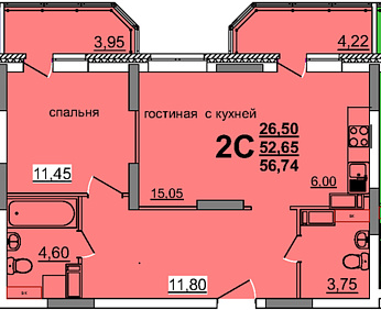 1-комн. 39,84 м2