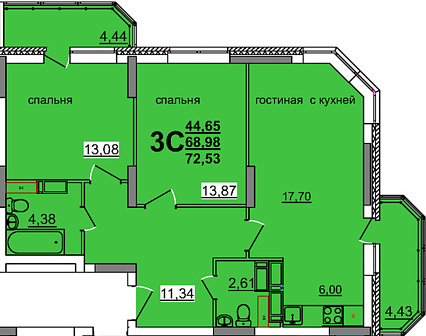 1-комн. 39,84 м2