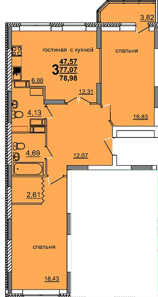 1-комн. 39,84 м2