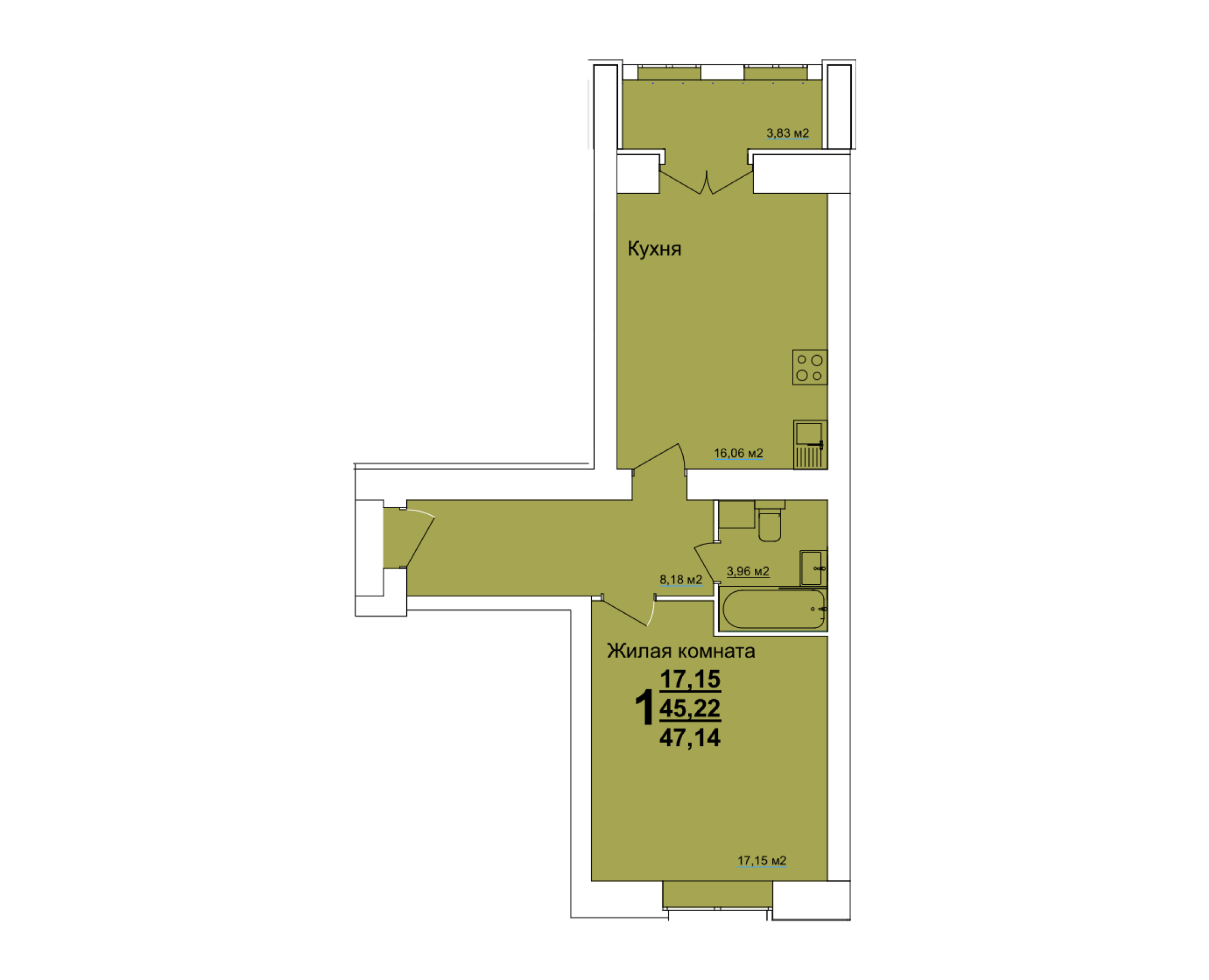 1-комн. 39,84 м2